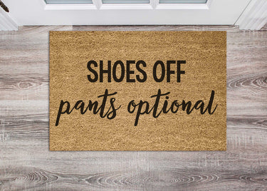 Shoes off pants optional V1 Doormat - Unicorn Fart Productions